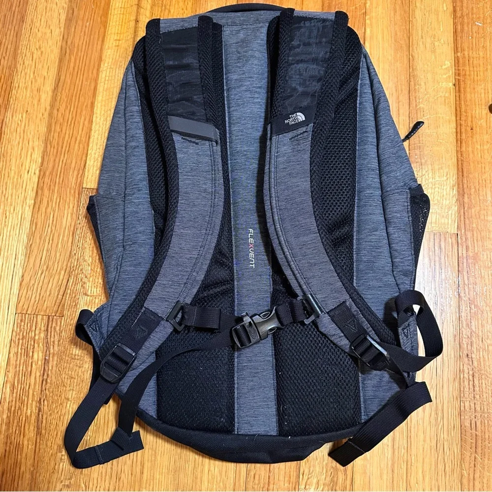 The North Face Jester Backpack  Everyday Travel Pack Black Gray Silver Hardware